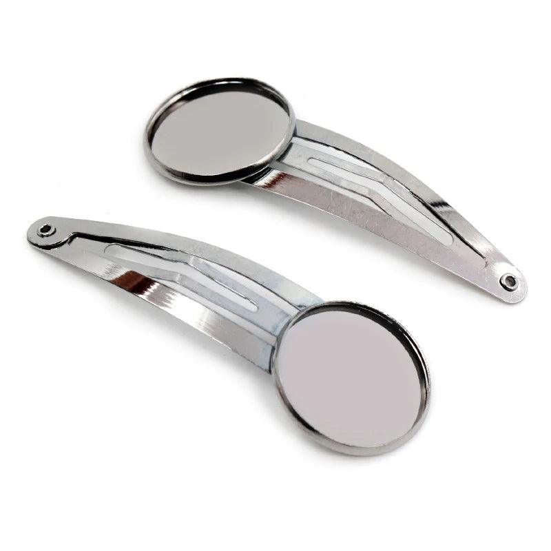 12mm 20mm 10pcs High Quality Rhodium Silver Plated Bronze Black Copper Material Hairpin Hair Clips Base Setting Cabochon Cameo