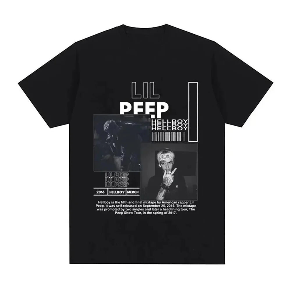 Lil Peep Hell Boy Crybaby Hip Hop Graphic T-Shirt Summer Aesthetic Oversized Cotton Tee