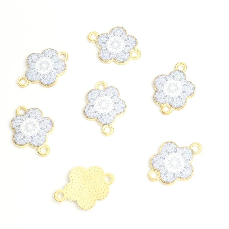 10pcs Mysterious Mandala Flower Enamel Connectors Datura Flower Of Life Double Ring Pendants for DIY Necklace Bracelet Anklet