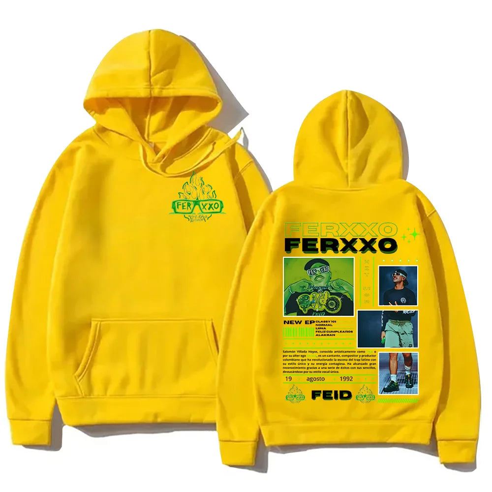 Rapper Feid Ferxxo Hoodies 90s Vintage Hip Hop Style Sweatshirt Unisex Fashion Casual Fleece Hooded New  Aesthetic Streetwear