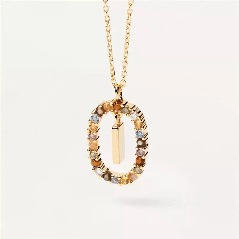 Fashion Hot Creative A-Z Letter Pendant Necklace For Woman Color Jewelry Sweet and Versatile Adjustable Chain Lobster Clasp
