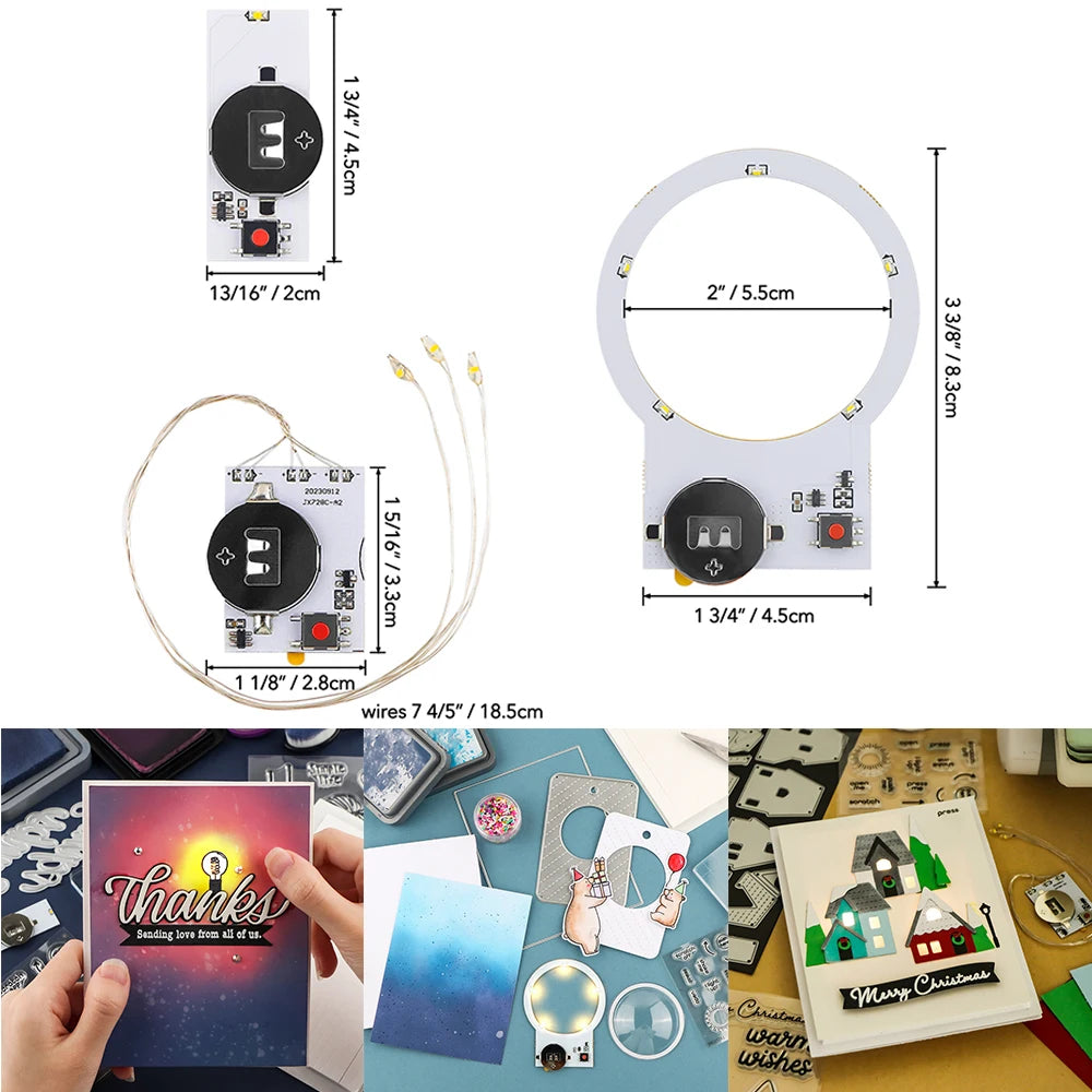 Mini Halo Lights & Easy Lights Self-Adhesive Light-Up Units with Warm White LEDs for DIY Scrapbooking Light-Up Cards Making 2023