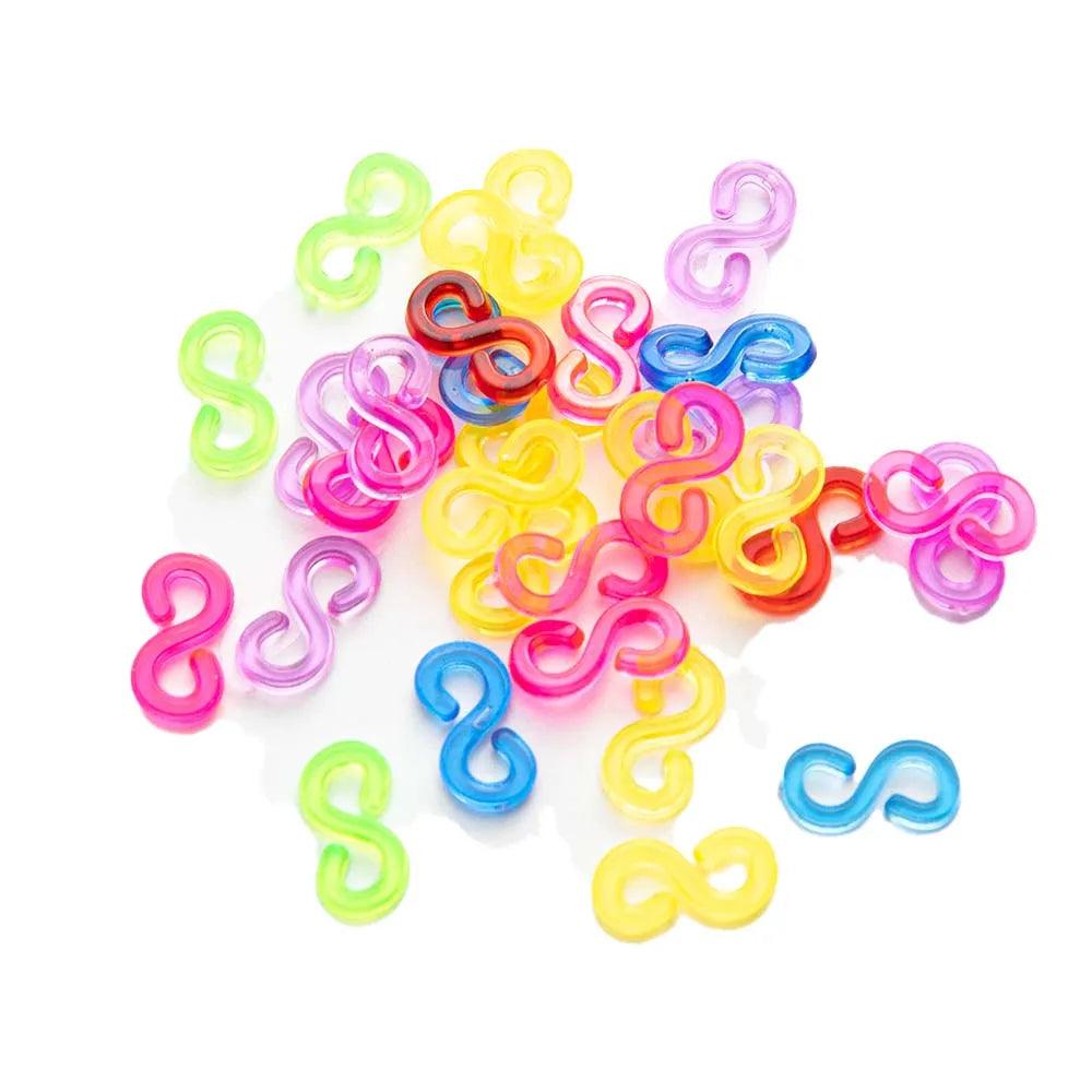 500pcs S Clips Hook Plastic Connectors Refills for DIY Charm Loom Rubber Band Bracelet Jewelry Making Supplies Accessories Gift