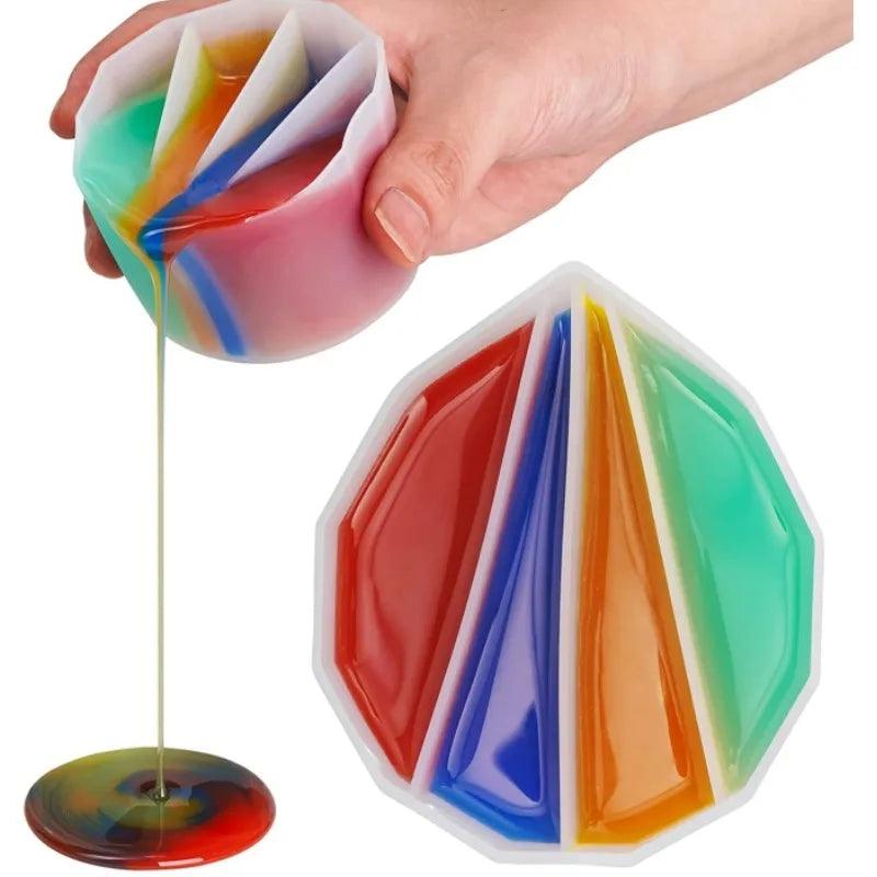 Round Silicone Split Pouring Cups for Fluid Art Reusable, Multi-Color Acrylic & Resin Paint Guide