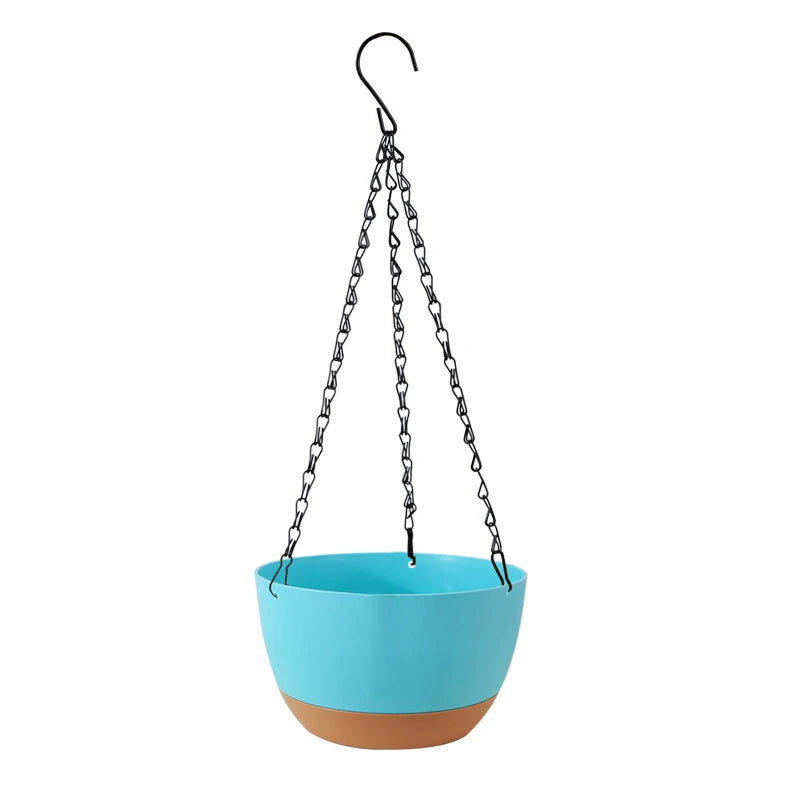 Automatic Water Suction Flowerpot Modern Contrast Color Hanging Basket Planting Container Garden Balcony Removable Flower Pots