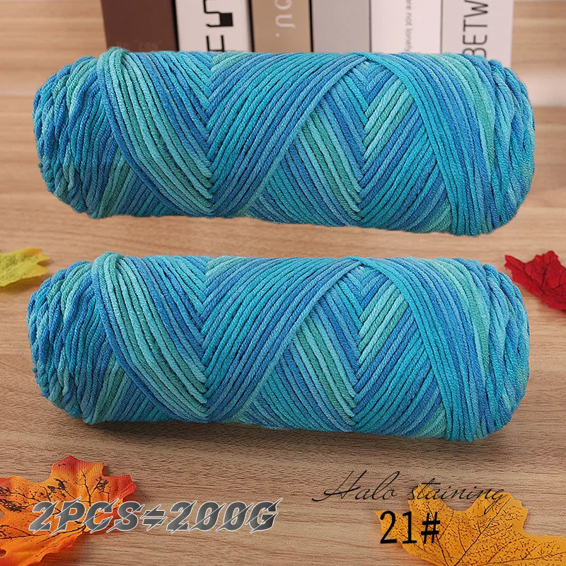 Colorful 5 Strand Dyed Milk Cotton Baby Sweater Yarn for Handmade DIY Woven Scarves and Crochet Projects