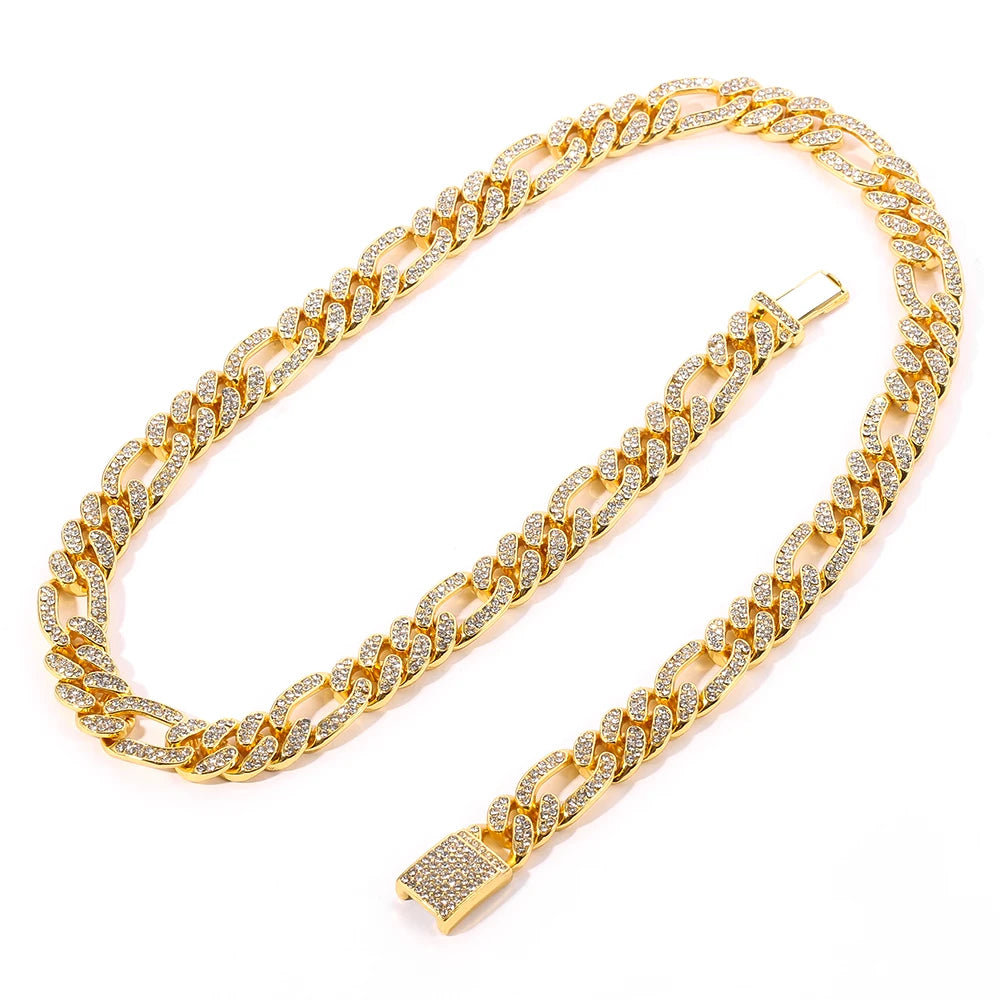 Men Women Hip hop Iced Out Bling Chain Necklace High quality width Miami Cuban Chain HipHop Necklaces Fashion Jewelry