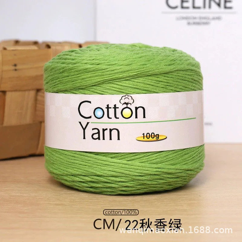 100g 100 Percent Cotton Hand Knitting Yarn Soft Crochet Yarn for Sweater Scarf Blanket Hat and Amigurumi