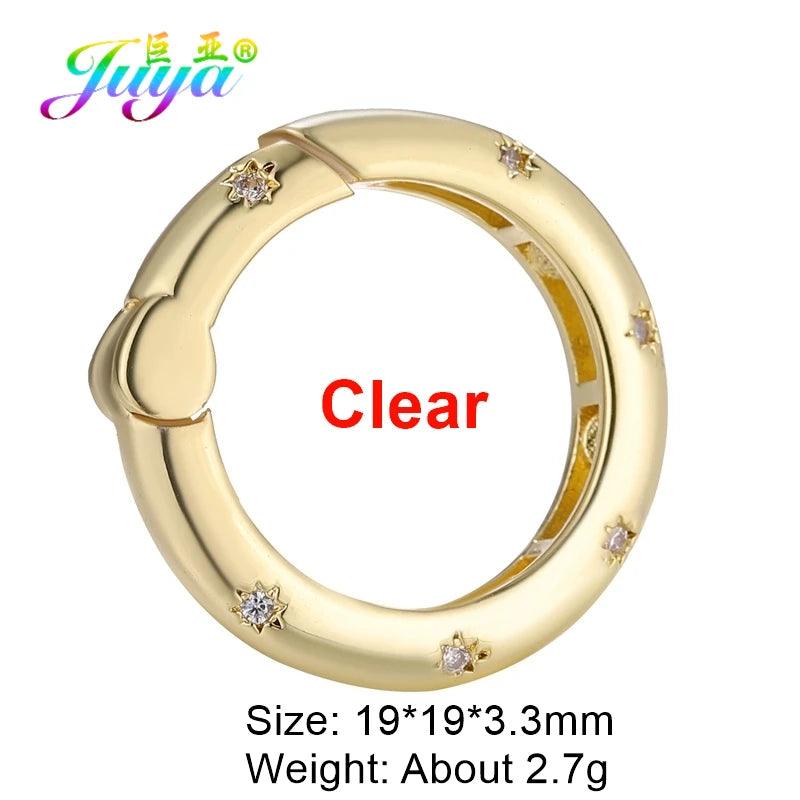 Juya Handmade Creative 18K Gold Plated Brass Screw Locks Carabiner Clasps Accessories For DIY Mesh Chains Pendant Jewelry Making