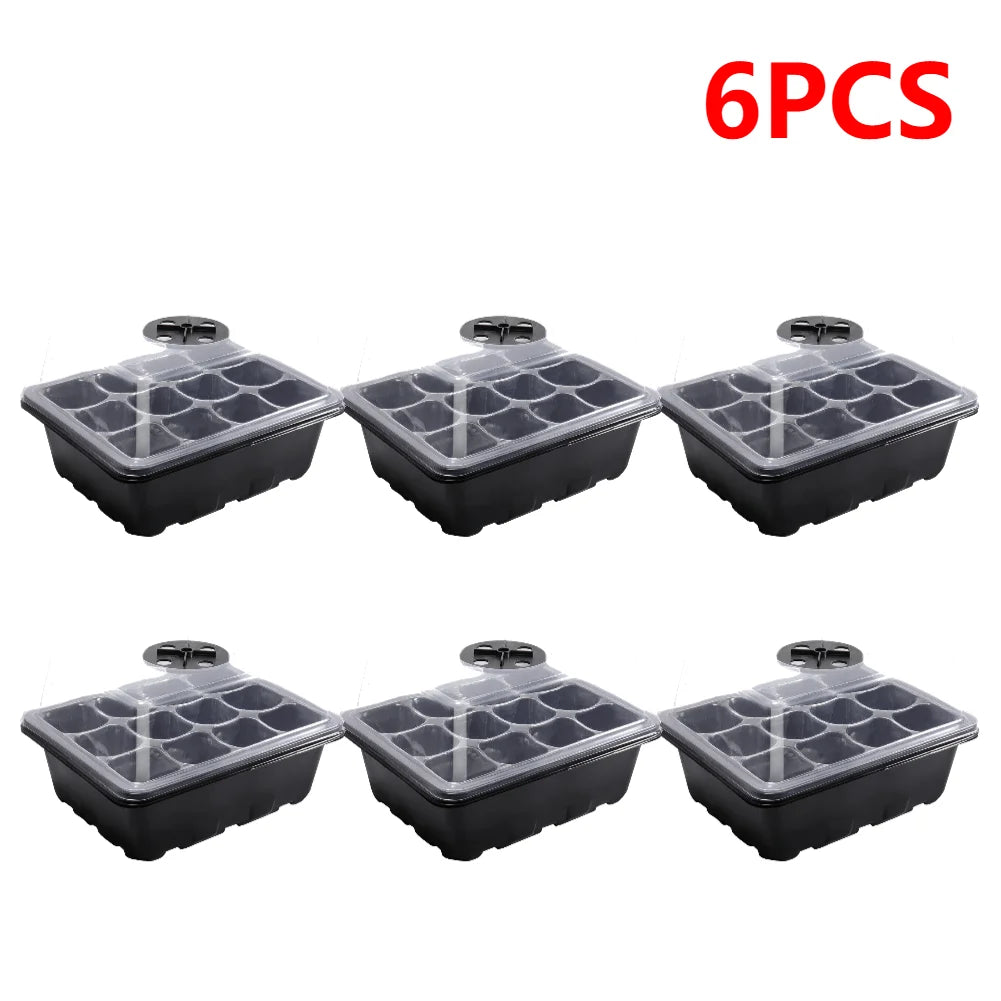 10/1pcs Seedling Box Gardening Sowing Tray with Breathable Clear Cover Seeds Germination Nursery Pot 12Holes Plant Seed Grow Box