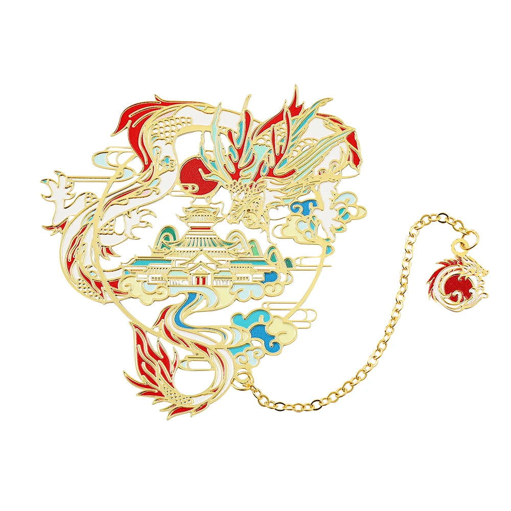 Chinese Style Brass Bookmark Tassel Pendant Retro Badge Book Clip Metal Pagination Mark Student Gift Stationery Office Supplies