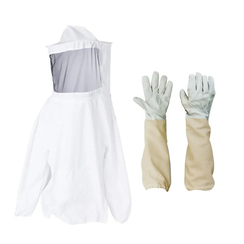 Anti-bee Clothing Suit 2024 New Beekeeping Bee Clothing Hooded Half Jacket Top Protective Clothing Sheepskin Gloves