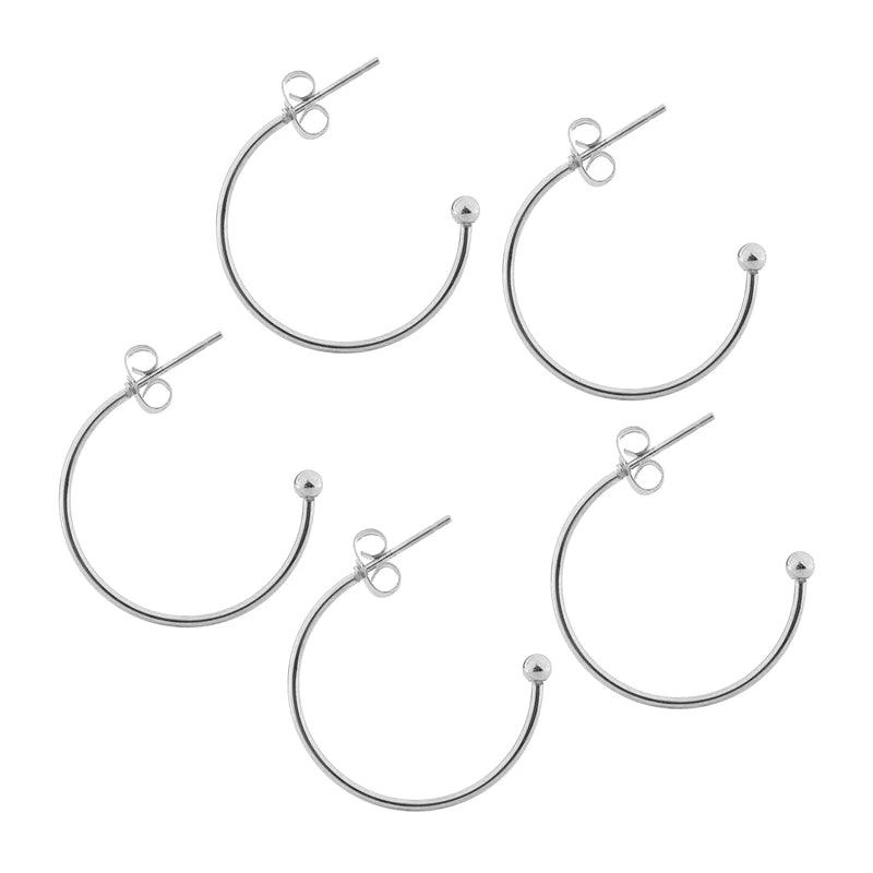 6 pcs/lot 15-25mm Stainless Steel C-shaped Ear Hoops Small Round Earrings Ear Wires Connector for DIY Jewelry Making  Supplies