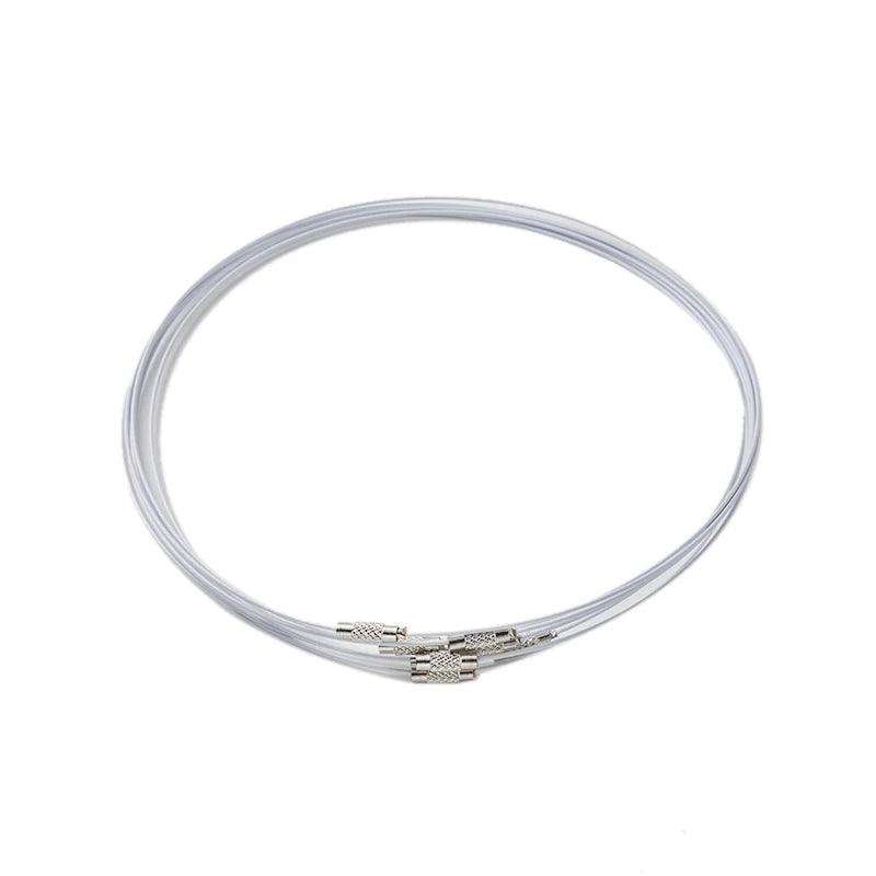 10pcs 46cm No Fade Stainless Steel Wire Necklace Cord  Choker Chain with Brass Screw Clasp For DIY Jewelry Making