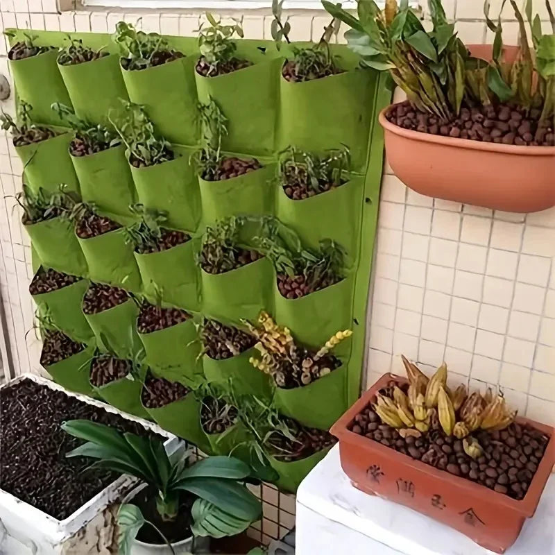 Felt bags suitable for plant planting, vertical wall hanging, balcony greening, flower growth and square multi-mouth felt bags