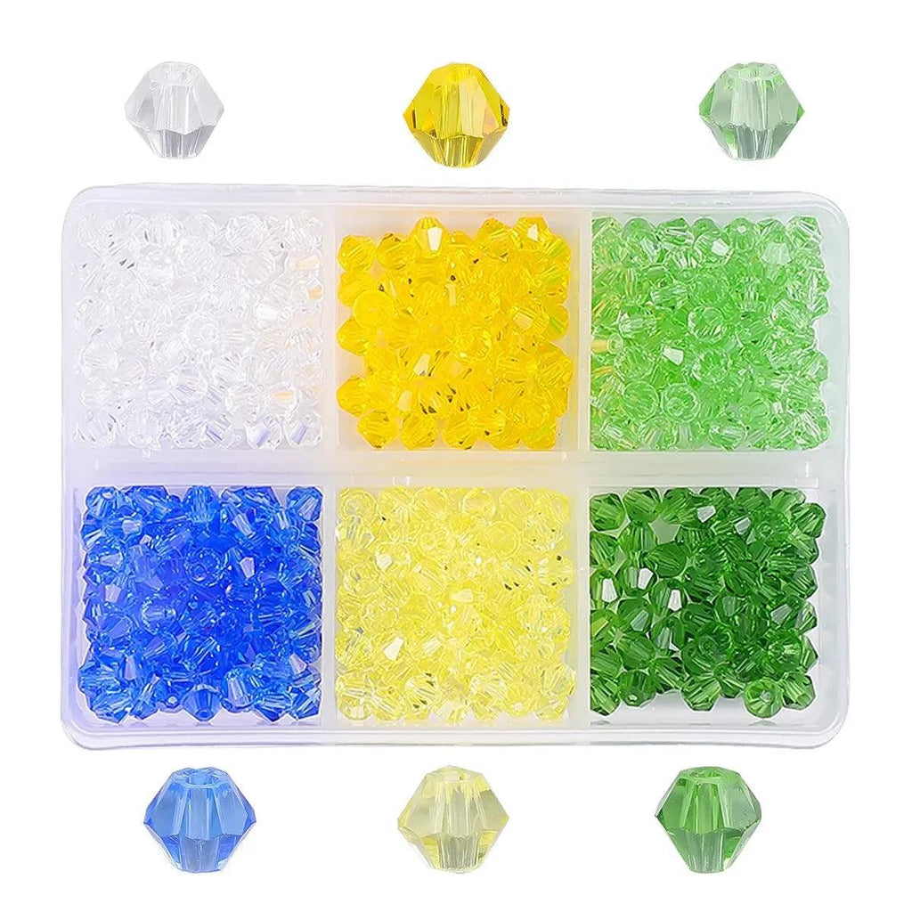 600pcs DIY Handmade Beaded Material 4mm Crystal Diamond Bead Pointed Bead Bracelet Making Jewelry Accessories Set Beads