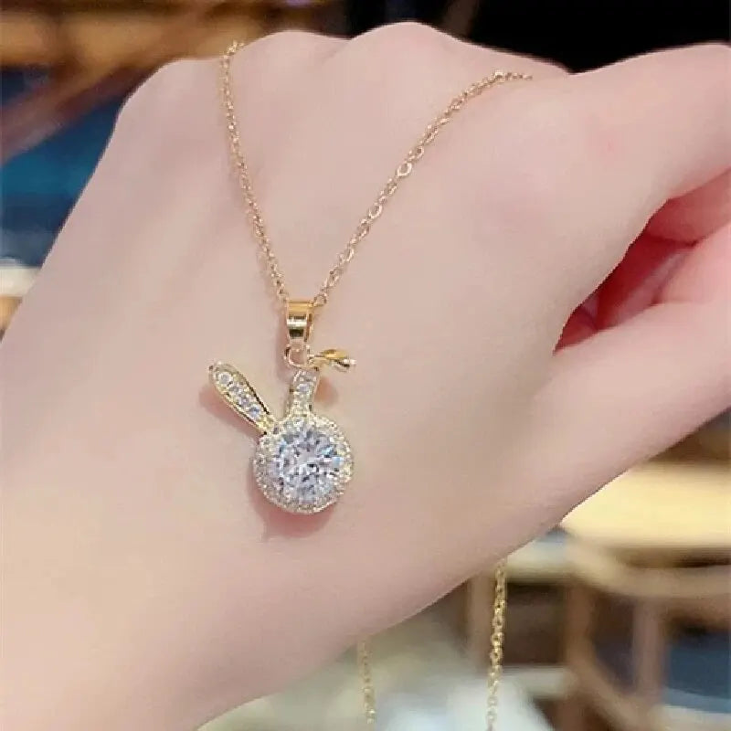 1 Pcs Light Luxury Cool Wind Animal Series Goldplated Copper Pendant With Stainless Steel Chain Combination Necklace