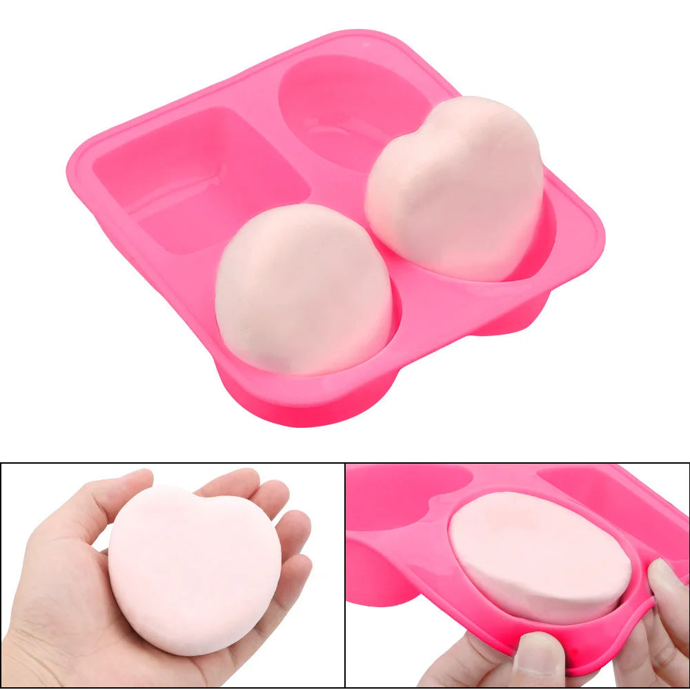 4 Cavity Round Oval Heart Square Shape Handmade Soap Mold Soap Making Silicone Soap Molds Portable Unique Soap Making Tools