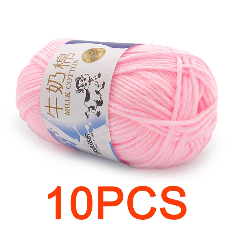 10 Pieces Milk Cotton Knitting Yarn Soft Warm Yarn for Hand Knitting and Crochet Projects