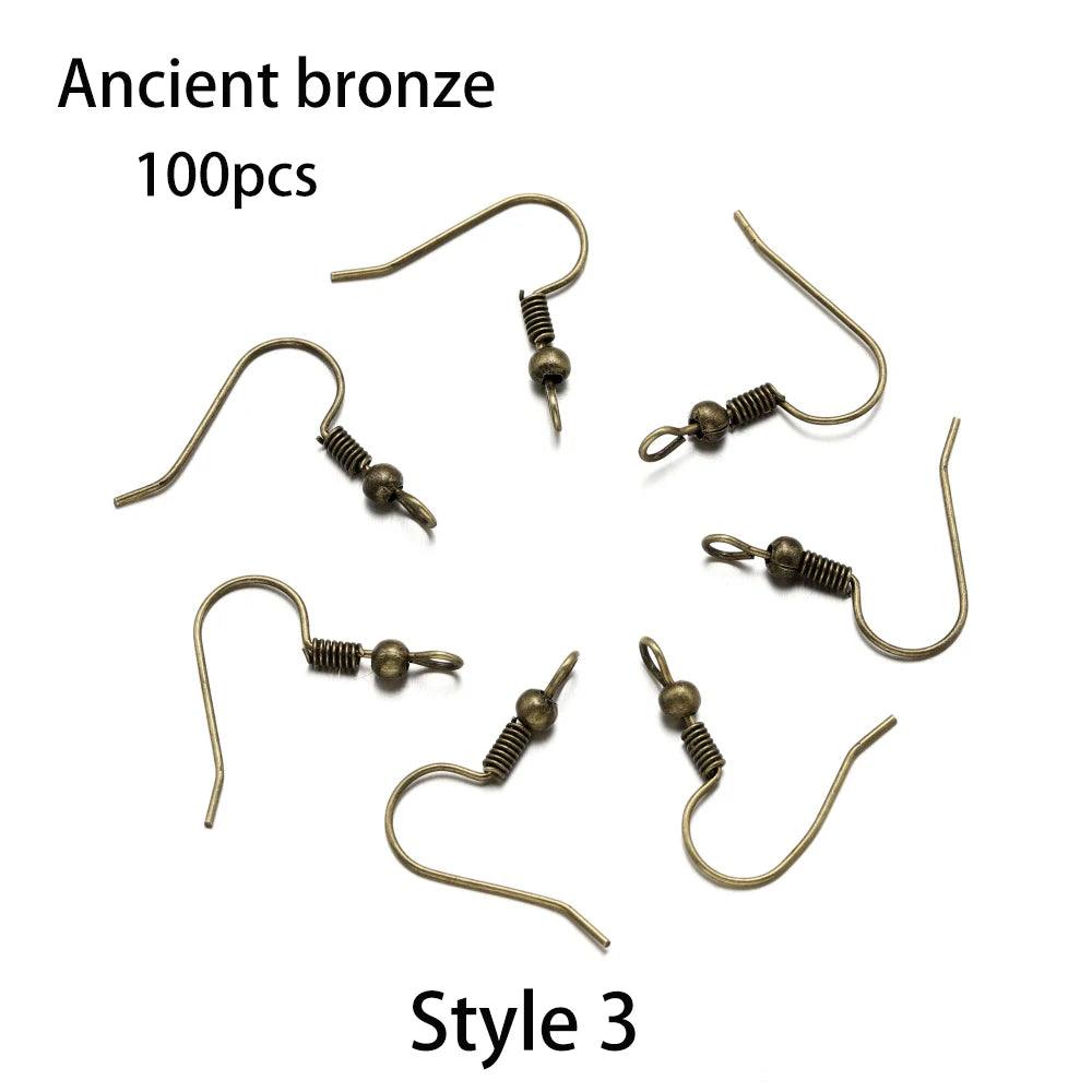 20-100pcs French Earrings Clasps Hooks Fittings DIY Jewelry Making Iron Hook Earwire Earring Findings Supplies