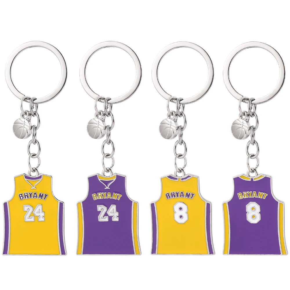 Basketball Star Kobe-Bryant Keychain Metal Kobe Jersey Keyrings Basketball Key Accessory Memorial Gifts
