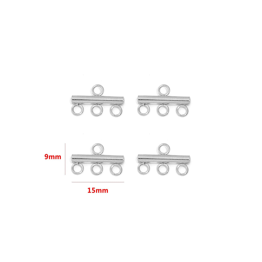 10pcs Stainless Steel Necklace Layering Clasp Slide Lock Clasp Pendant Connector Multi Strands Tube for DIY Craft Jewelry Making
