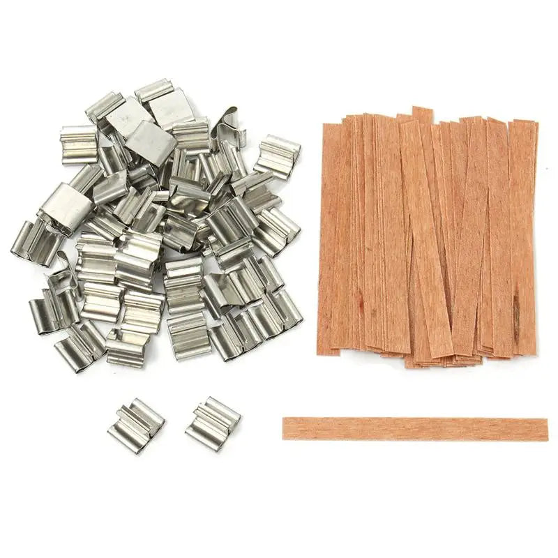 50Pcs 6mm 8mm 12.5mm 13mm Wooden Candles Wick with Sustainer Tab Candle Wick Core for Candle Making Supply Soy Parffin Wax