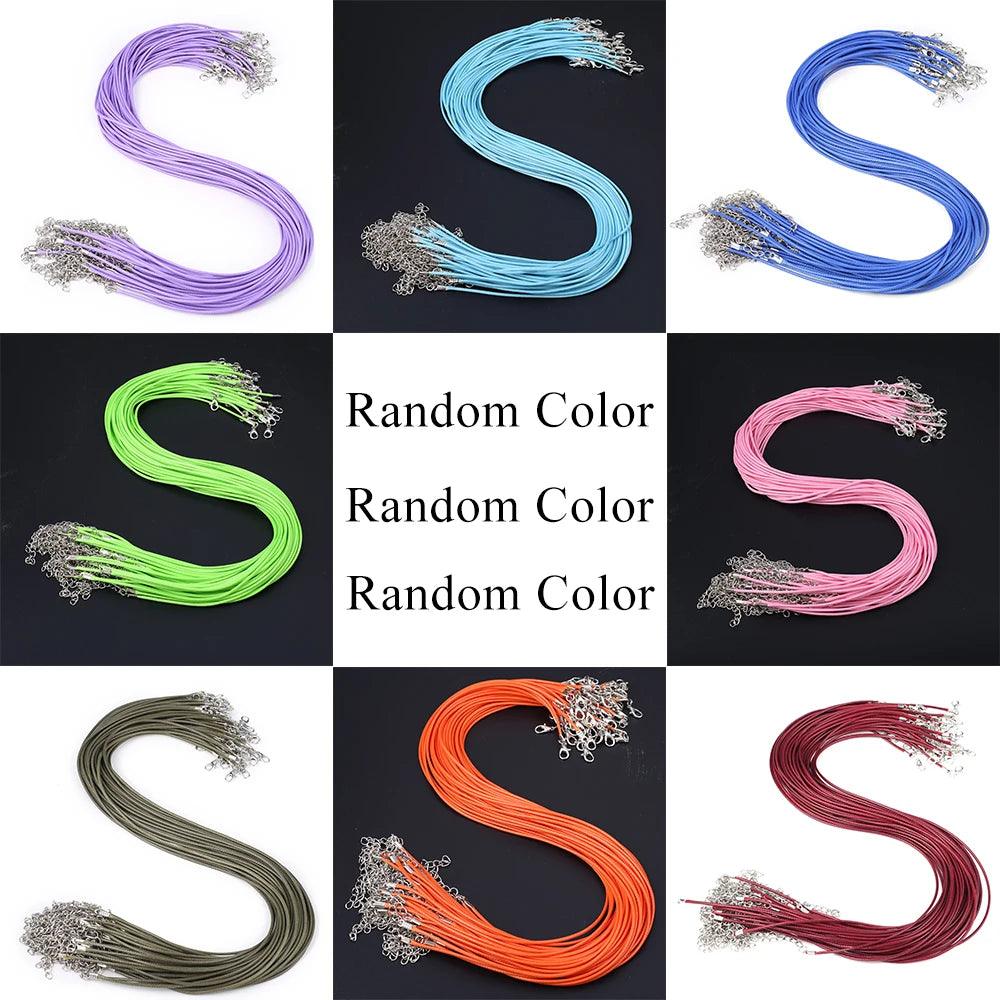 10/20/50Pcs Braided Adjustable Black Leather Rope Wax Cord DIY Handmade Necklace Pendant Lobster Clasp String Cord Jewelry Chain