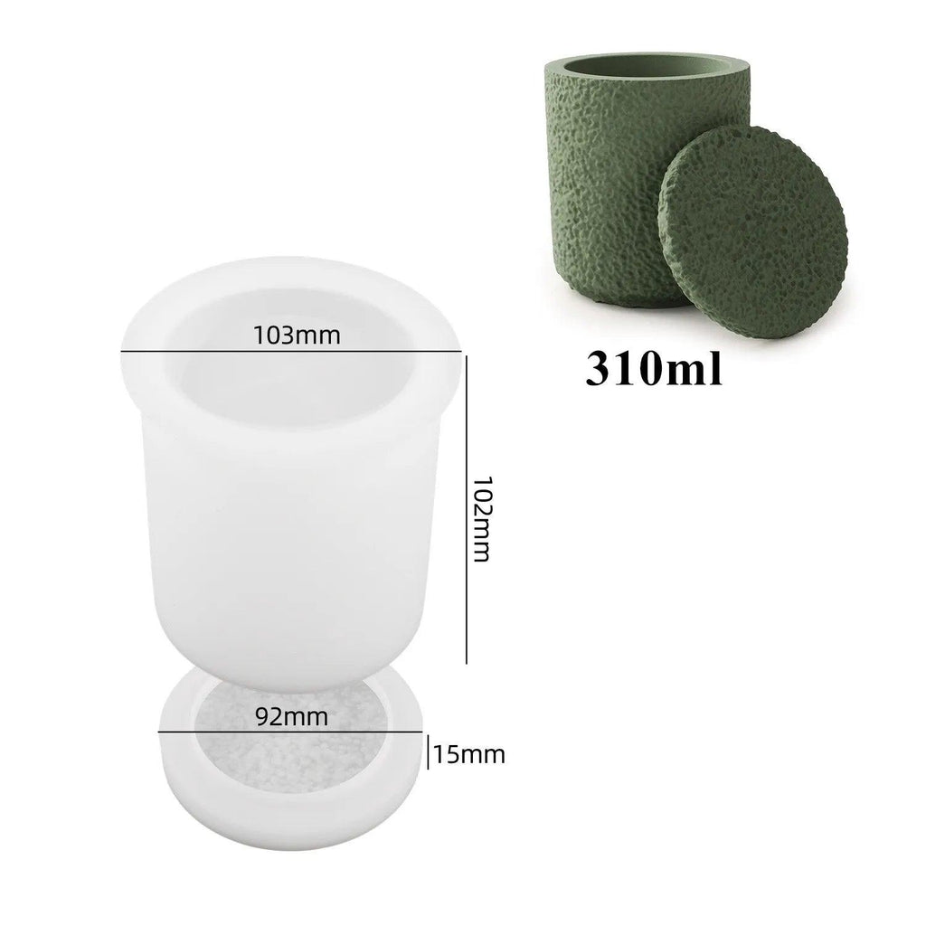 Concrete Lava Candle Cup Silicone Mold DIY Gypsum Cement with Cover Storage Box Resin Mold