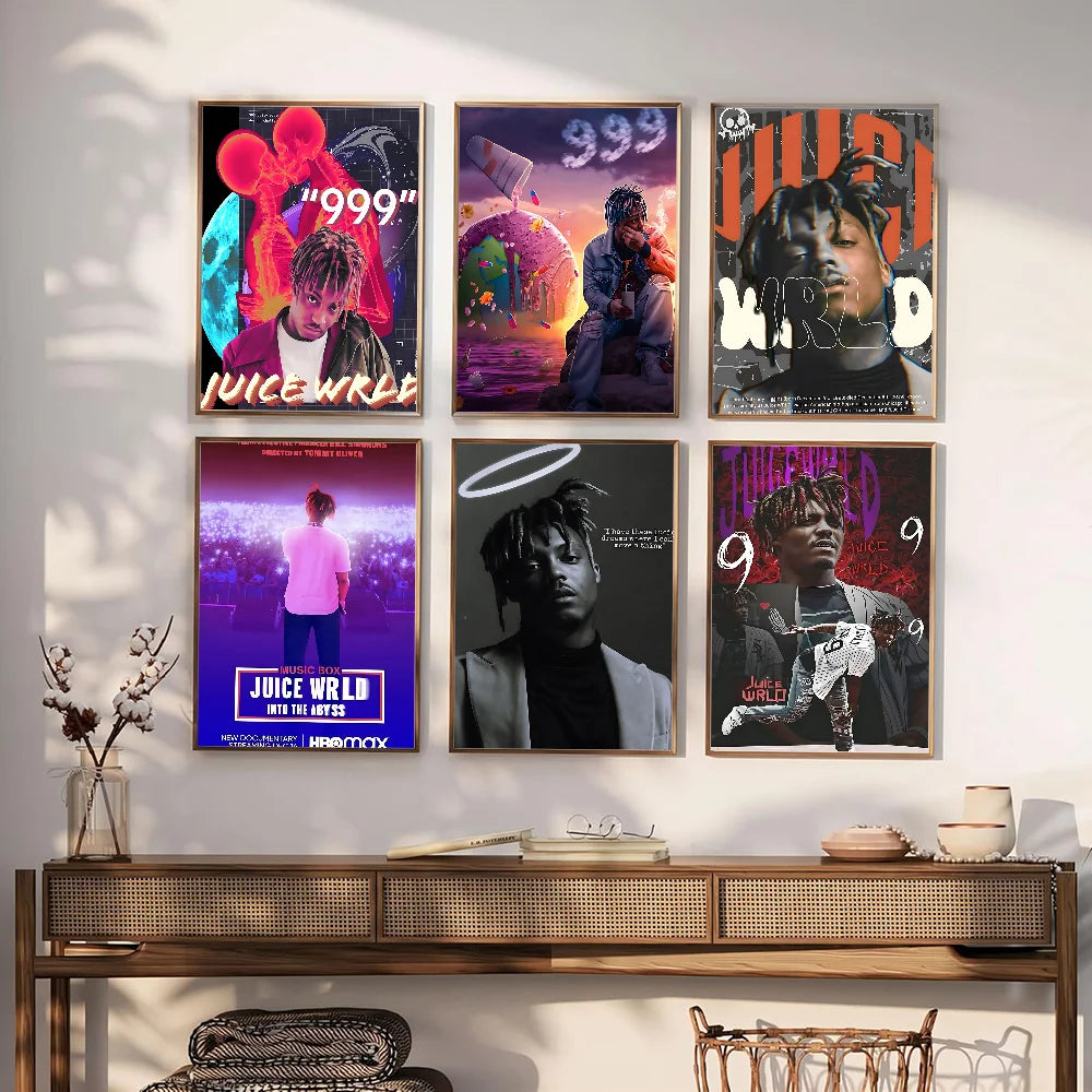 Hip-hop Juice WRLD Poster Prints Wall Sticker Painting Bedroom Living Room Decoration Office Home Self Adhesive