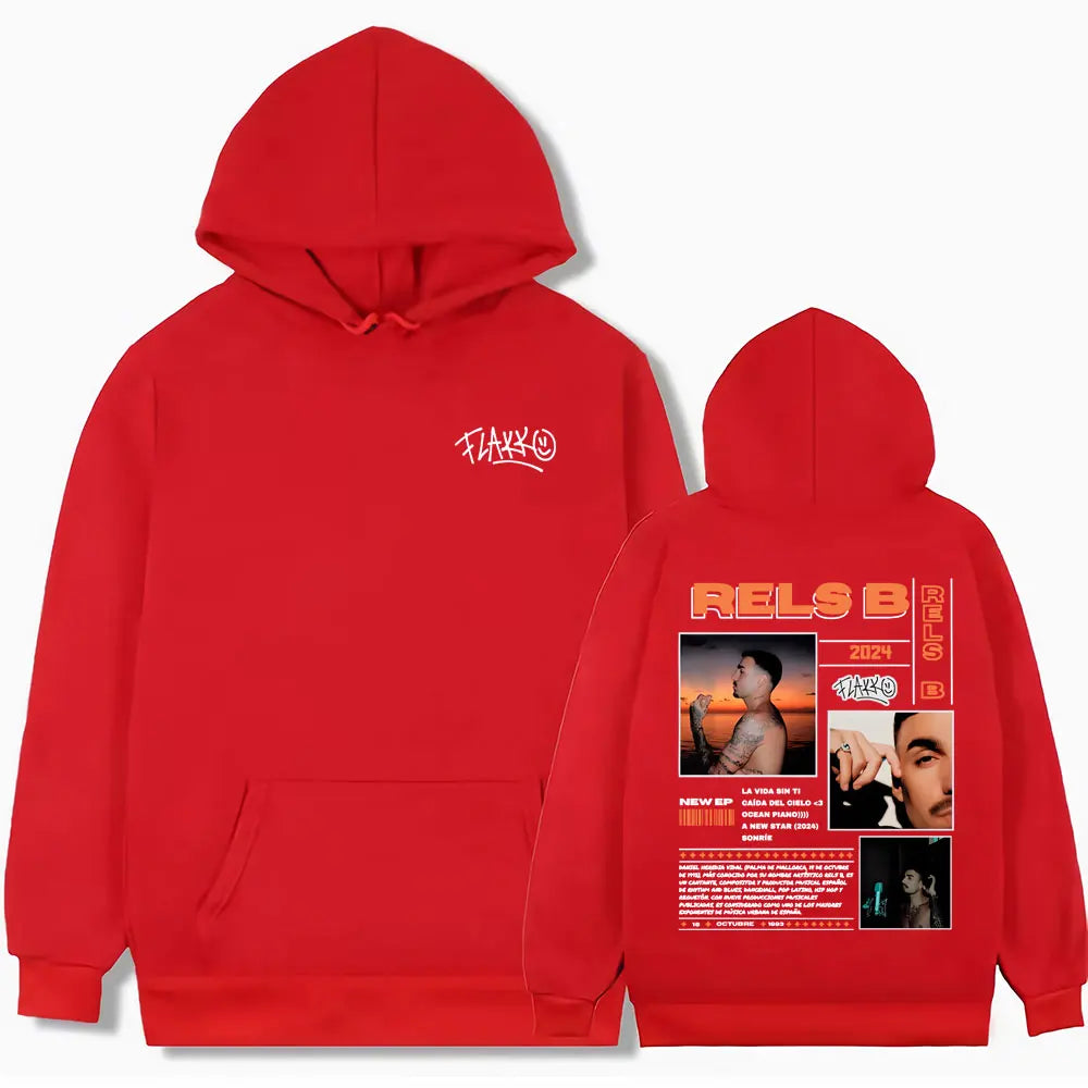 Rels B Skinny Flakk 2025 Tour Merch Hoodie Men Women Tops  High Quality Fashion Male Hip Hop Casual Oversized Hooded Sweatshirt