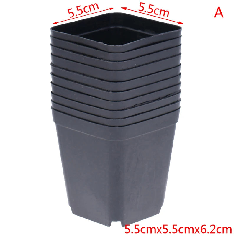 10 Pcs Black Flower Pots Plastic Pots Small Square for Succulent plants