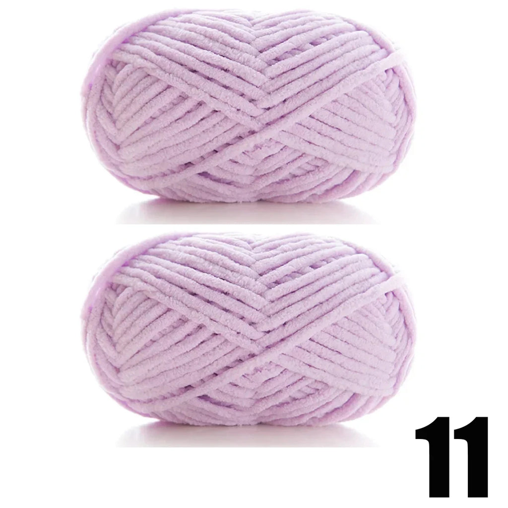 Thick Velvet Yarn 2pcs 50g Soft Chenille Knitting Yarn for DIY Scarves and Hats