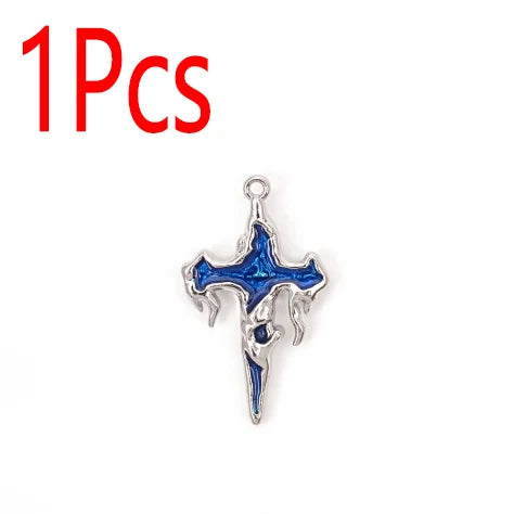 1Pc Mixed Gothic Jewelry Combination Imitation Enamel Irregular Cross and Coffin Cross Pendant Necklace Bracelet Earrings Jewel