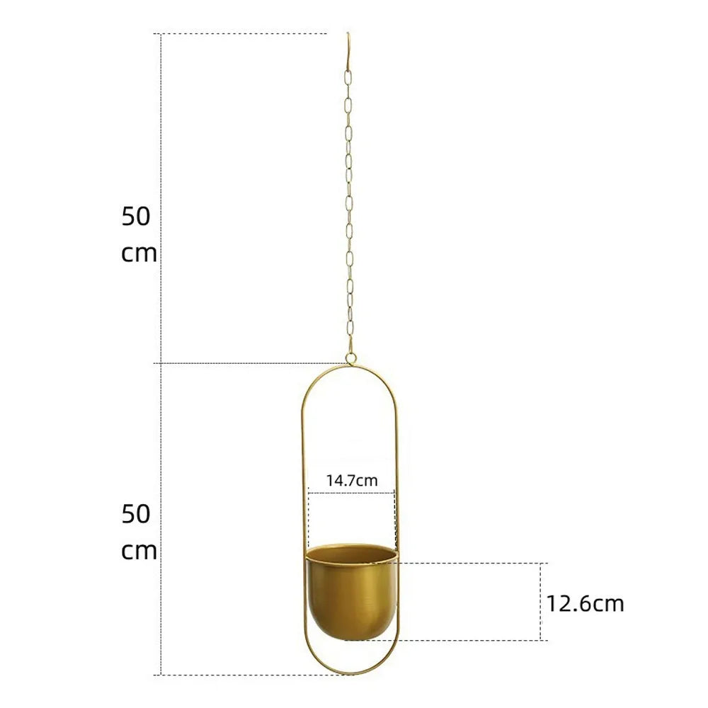 Simple and Modern Creative Hanging Wrought Iron Flowerpot Balcony Hanging Green Radish Succulent Plant Decoration
