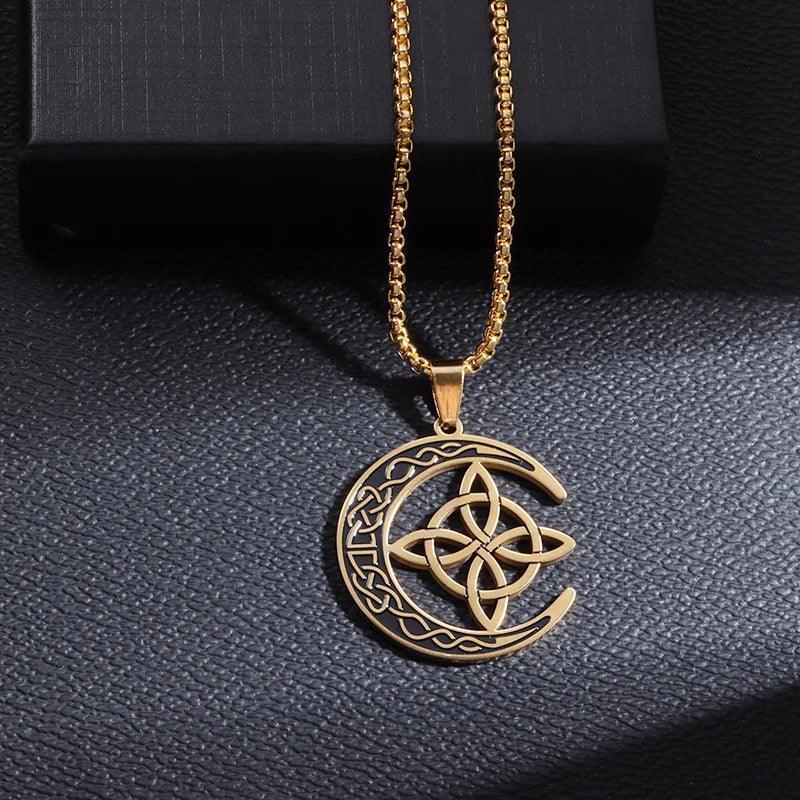 Trendy Witchcraft Witch Knot Necklace Celtic Irish Protection Knot Pendant Men Women Trending Amulets Jewelry Gifts