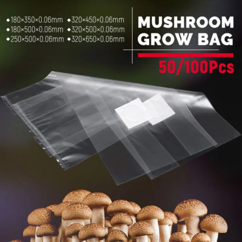 PVC Mushroom Spawn Grow Bag Substrate High Temp Pre Sealable Garden Supplies for Fungus Planting Ventilate Bags Garden Supplies