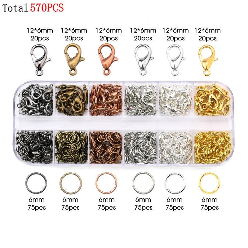 Alloy Accessories Jewelry Findings Set Earring Making Kit Lobster Clasp Open Jump Rings Repair Tools DIY Jewelry Making Supplies