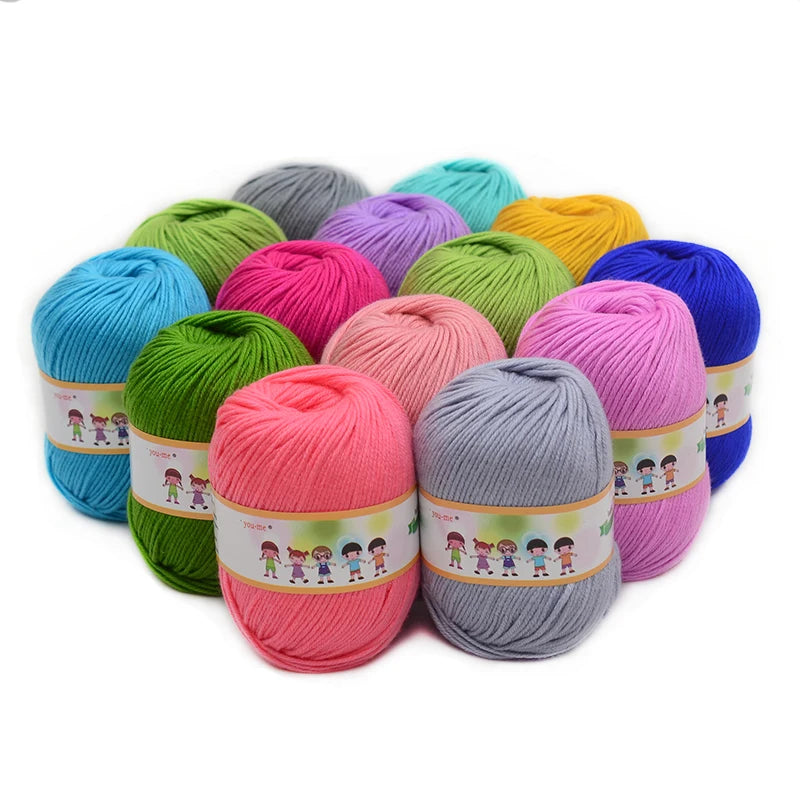 2pcs Cotton Silk Knitting Yarn Soft Warm Baby Yarn for Hand Knitting Anti-Bacterial Eco-friendly Supplies