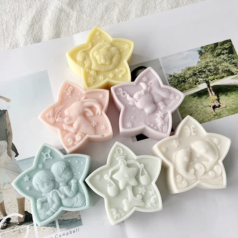 3D Zodiac Silicone Candle Molds DIY Stars Candle Mold Handmade Astrology Soap Scorpio Virgo Scented Candles Plaster Resin Molds