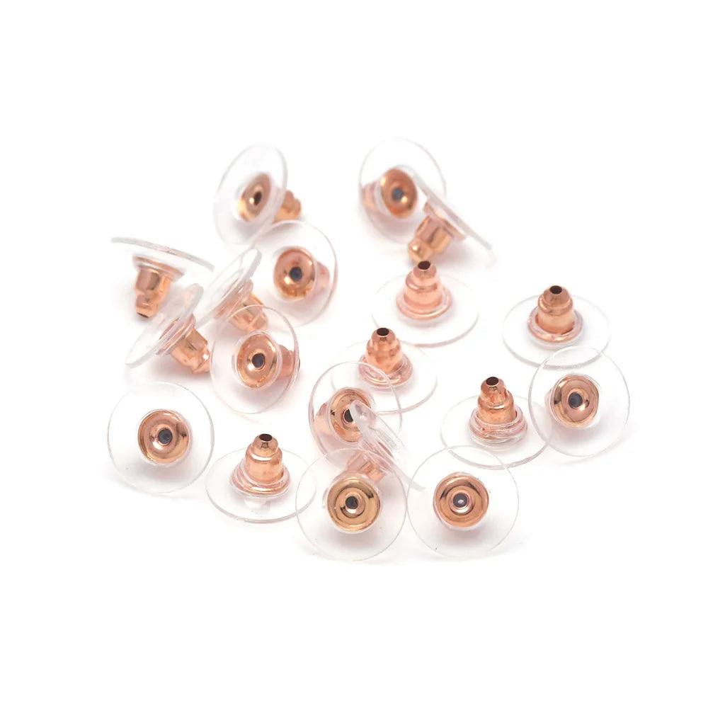 100pcs Bullet Clutch Earring Backs with Pad Ear Nut Stainless Steel Earring Stopper Plugs For Jewelry Findings Components