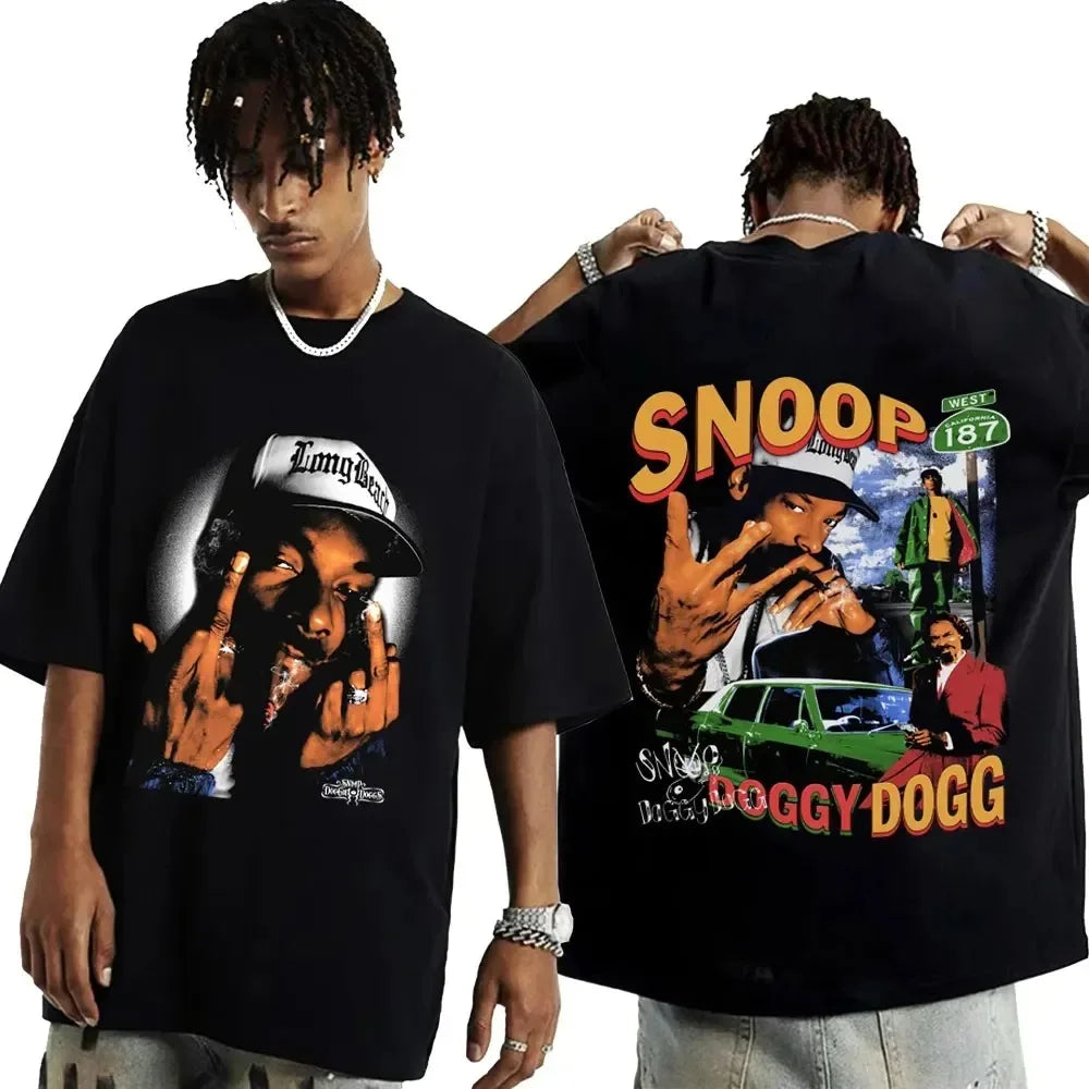 Snoop Dogg Graphic T Shirt for Men Hip Hop Fashion Oversized Streetwear Summer Style