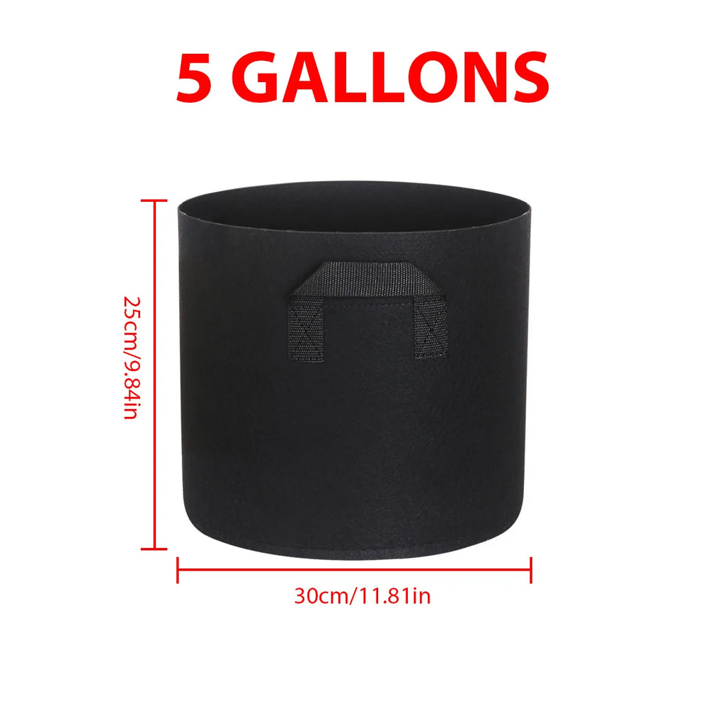 5PCS Felt Grow Bags 5/10/15 Gallon Thickened Gardening Fabric Vegetable Flower Planting Pots Greenhouse Garden Plant Nursery Pot