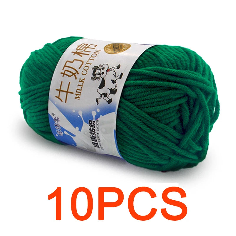 10 Pieces Milk Cotton Knitting Yarn Soft Warm Yarn for Hand Knitting and Crochet Projects