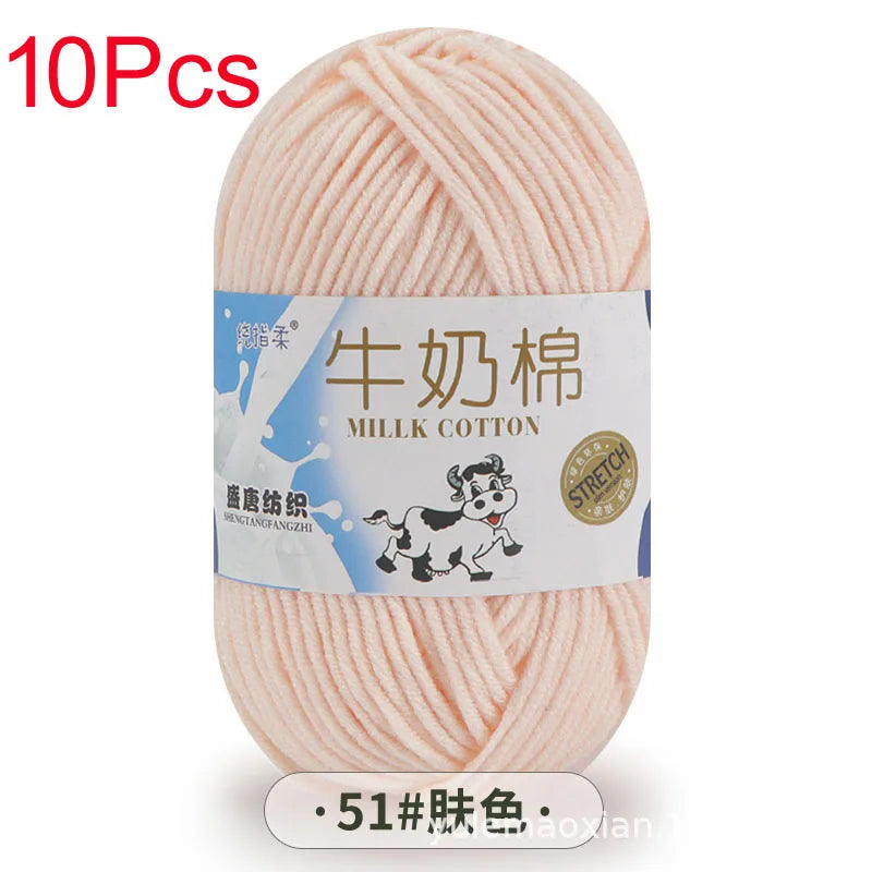 10 Piece Milk Cotton Yarn Knitting Wool for Hand Knitting and Crochet Soft Yarn for Scarves Hats and Sweaters