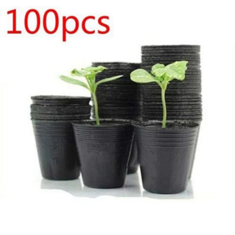 100pcs/set Black Plastic Nursery Pot Plant Seedling Pouch Holder Raising Bag Nutrition Pots Grow Bag Planters Garden Supplies
