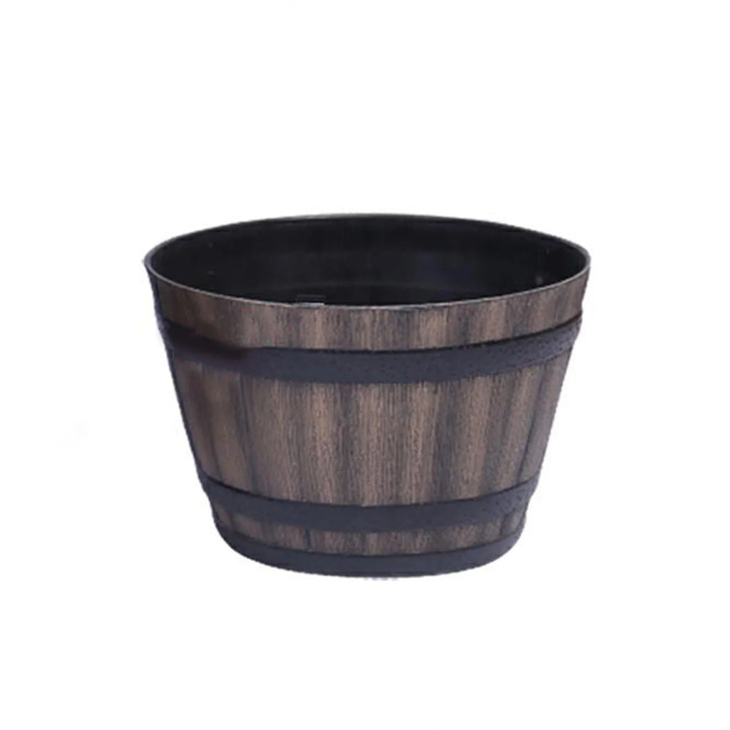 Rustic Wooden Barrel Flower Pot Courtyard Decoration Round Planter for Friend Family Neighbors Gift