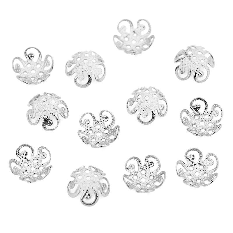 50pcs Stainless Steel Flower Beads End Caps 8mm 10mm Metal Gold Color Spacer Beads for Earring Necklace Jewelry Making Findings