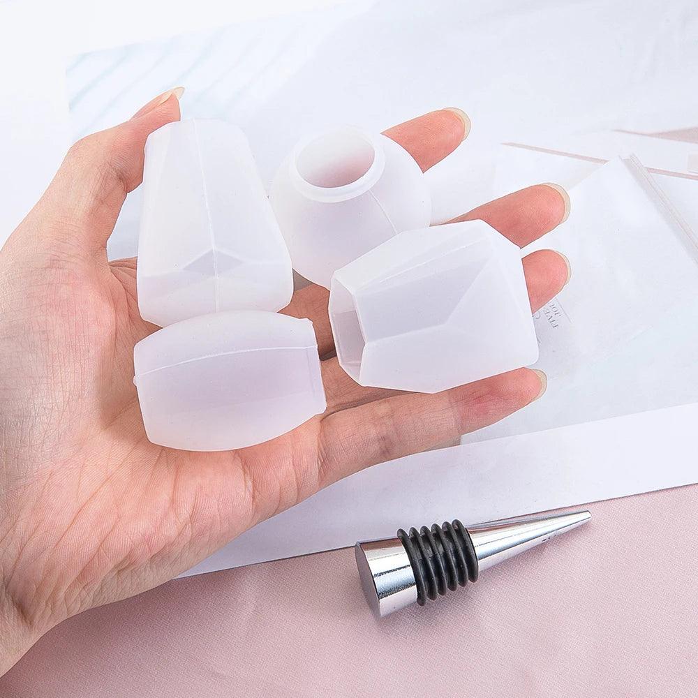 5pcs/set Silicone Mould Wine Bottole Stopper Resin Mold Geometric Spherical Shape Mirror Crystal Epoxy Top Stopper Casting Tools