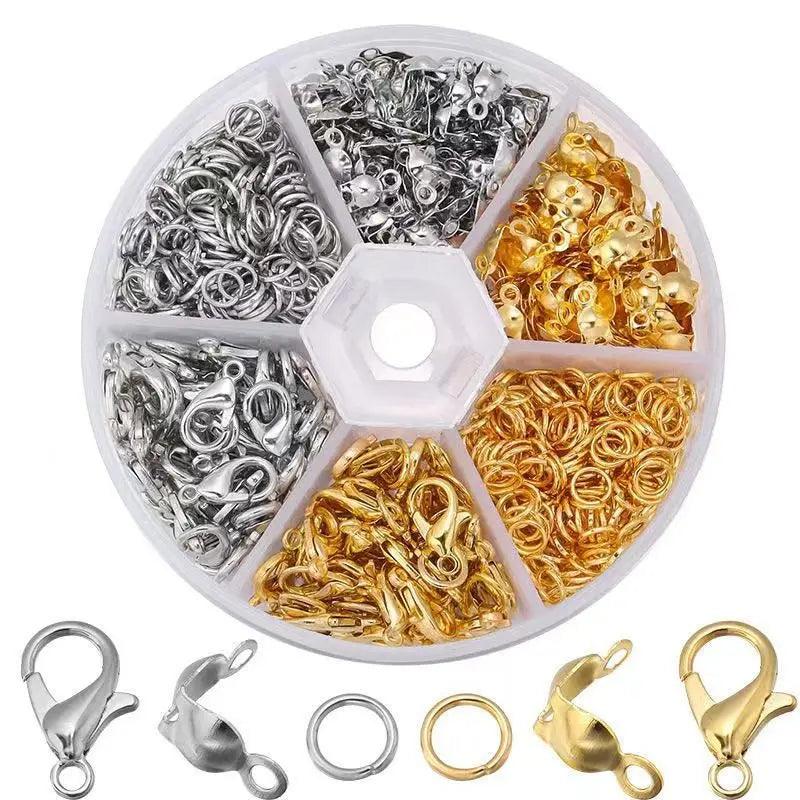 450pcs Jewelry Making Accessory Set Jewelry Making Supplies Lobster Claw Clasps Open Jump Rings and Bead Tip Knot Caps DIY Craft